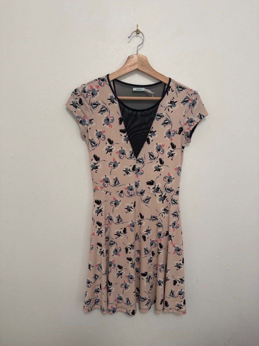 Urban Outfitters Kimchi Blue Pink Floral + Black Mesh Dress